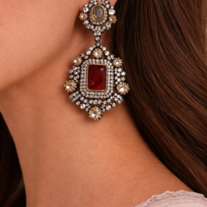 Square Ruby Earrings