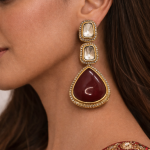 Maroon Gold Earrings