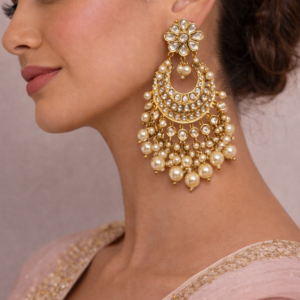 kundan chand bali earrings