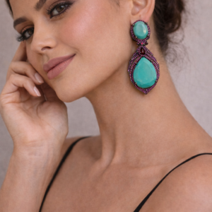 purple nd green earrings