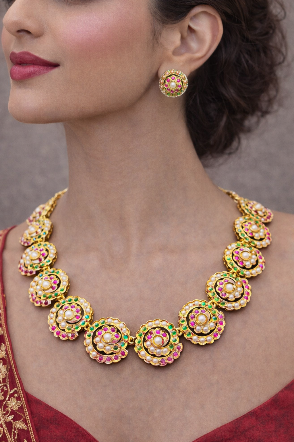 dual colour jadau set dual colour jadau set